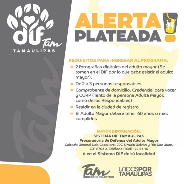 DIF-121-2019.-Invita Gobierno del Estado y DIF Tamaulipas a registrar a mayores de 60 años a la plataforma Alerta Plateada