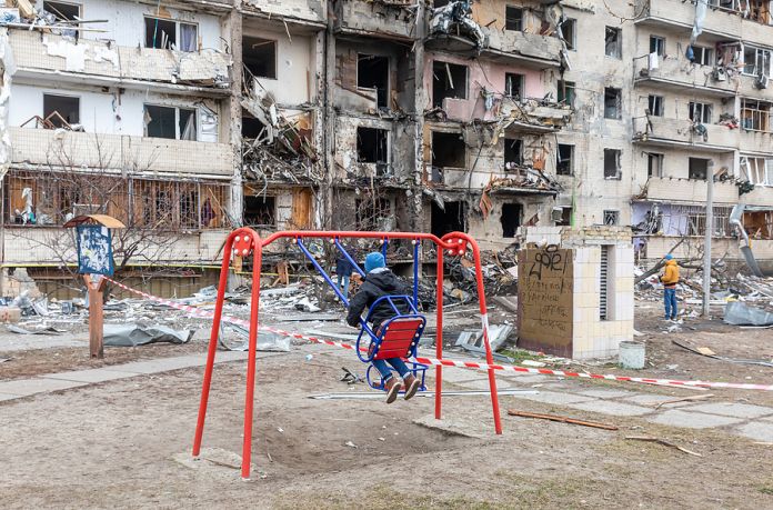 War Of Russia Against Ukraine. Residential Building Damaged In K